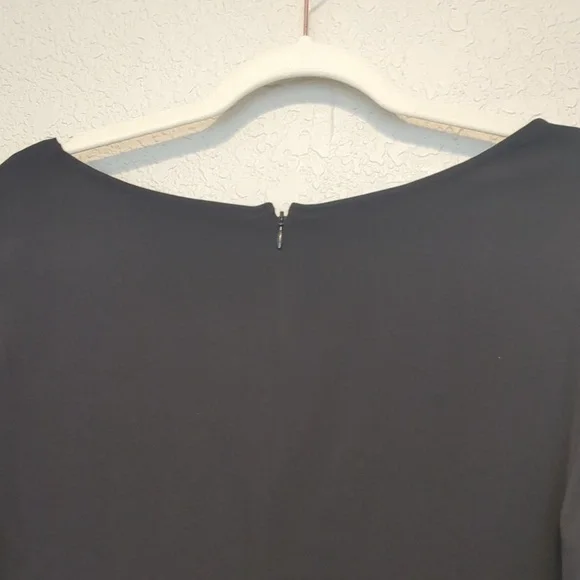 Rodarte x Universal Standard short ruched sleeve black midi sheath dress - Picture 11 of 13